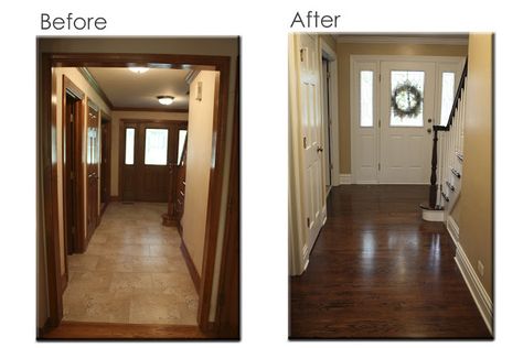 Painting Wood Trim, Dark Wood Trim, A Thoughtful Place, Painting Wood Paneling, Painting Wood, Dark Wood Floors, Brown Trim, Painting Trim, Wood Trim