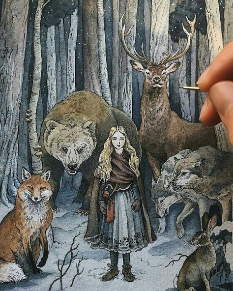 Fairytale Illustration, Arte Sketchbook, Fairytale Art, Creative Mind, Arte Fantasy, Book Illustrations, Art And Illustration, Whimsical Art, In The Woods