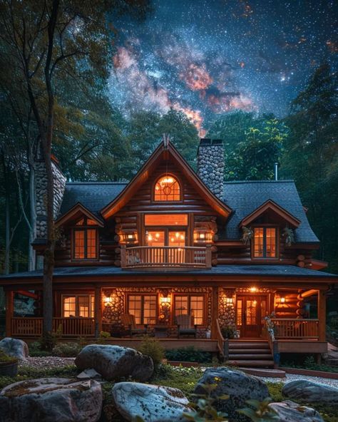 Log Cabin Time Fancy Log Cabin, Cabin Pictures, Woods Cabin, Log Cabin Exterior, Dream House Aesthetic, Cozy Log Cabin, Dream Cabin, Pretty Houses, Cabin Exterior