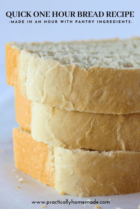 Hour Bread Recipe, One Hour Bread Recipe, Quick Sandwich Bread, One Hour Bread, Recipe For Sandwich, Practically Homemade, Homemade Sandwich Bread, Us Food, Homemade Sandwich