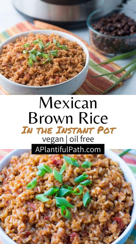 Spanish Brown Rice Recipes Instant Pot, Instant Mexican Rice Recipe, Instant Pot Spanish Brown Rice, Marys Mini Rice Recipes, Instant Pot Brown Rice Recipe, Instant Pot Rice And Beans, Brown Rice Instant Pot, Enchiladas Burritos, Instant Pot Mexican Rice