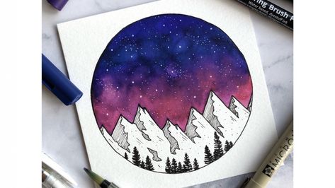 (9+) Galaxy Skies with Water-Based Markers | Jen Aranyi | Skillshare Line Art Mountains, Jen Aranyi, Galaxy Drawings, Watercolor Markers, Brush Pen Art, Watercolor Beginner, Watercolor Paintings For Beginners, Elementary Art Projects, Galaxy Art