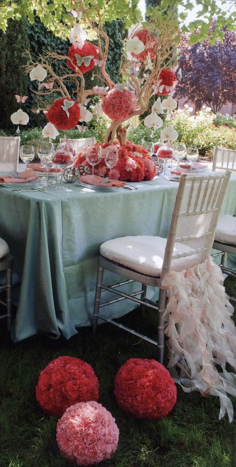 Flower Ball Red Silk 6in Bouquet Succulent, Tree Branch Decor, Manzanita Branches, Crystal Garland, Branch Decor, Pink Candles, Flower Ball, Silk Flower, Tree Branch