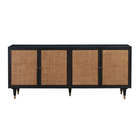 The Sierra Collection takes a jungle-chic aesthetic to a whole new level! We love the minimalist silhouettes paired with cane and brass details. Available in two colors, these pieces will complement your modern-boho vibe. Handmade by skilled craftsmen Available in two color options Two cabinets with soft-close doors offer ample storage space Cabinet dimensions: 34.9"W x 23"H Part of the Sierra collection Product Overview Available Colors: Buttermilk Noir Dimensions: 72"W x 17.8"D x 31"H Material Cane Sideboard, Winged Headboard, Arched Headboard, Wide Sideboard, Buffets And Sideboards, Buffets & Sideboards, Beach House Style, Natural Fiber Rugs, The Minimalist