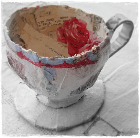 https://flic.kr/p/cWZt3E | ready for tea? paper mache teacup | paper mache is much much harder than i thought and very very time consuming (days actually) but i am enjoying it thoroughly Tea Paper, Short Poem, Paper Mache Crafts, Piece Of Paper, Decorating Themes, Cardboard Art, Paper Art Craft, Papel Mache, Paper Hearts