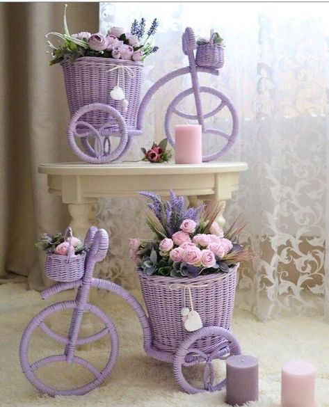 Supw Ideas, Crochet Bicycle, Bicycle Decoration, Rope Craft Ideas, Decor Makeover, Fairy House Crafts, Rope Projects, Bicycle Decor, Bridal Gift Wrapping Ideas