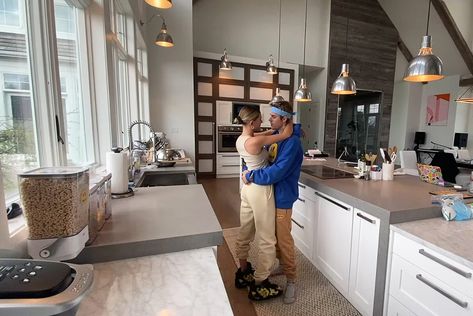 Inside Justin and Hailey Bieber’s Waterfront Home - Ontario, Canada Hailey Bieber Home, Justin Bieber House, Justin And Hailey Bieber, Justin And Hailey, Cambridge Ontario, Justin Hailey, Spacious Kitchens, Waterfront Homes, Wood Beams