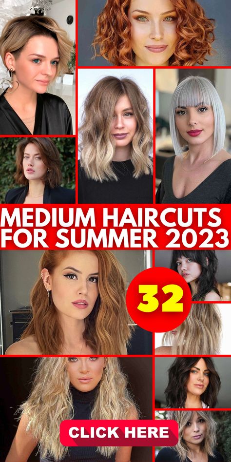 Explore on-trend looks with medium haircuts in 2023. From textured shags to modern bobs, there are numerous options to keep your hairstyle current and fashionable. Consider incorporating highlights or trying a new bang style to freshen up your look and stay ahead of the hair trends. Haircuts Summer 2023, Summer Haircuts For Medium Hair, Haircuts For Summer, Straight Hair With Bangs, Current Hair Trends, Medium Length Haircuts, Summer Hair Trends, Long Hair Trends, Medium Haircuts