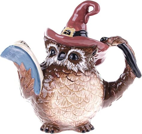 AmazonSmile: Blue Sky Ceramic Halloween Witch Owl Teapot, 10" x 6" x 9.25": Home & Kitchen Tea Pots Unique, Halloween Teapot, Owl Teapot, Novelty Teapots, Teapots Unique, Ceramic Owl, Teapots And Cups, Halloween Items, Coffee Pots