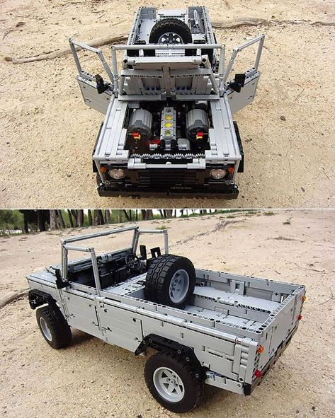 Functional Lego Land-Rover Defender 110 Model is big boys toy Lego Land, Diy Lego, Lego Truck, Garage Bike, Lego Pieces, Land Rover Defender 110, Boy Toys, Big Boy Toys, Lego Models