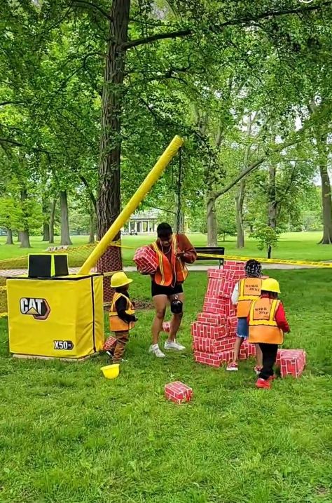 Construction Theme Birthday Party Wrecking Ball, Wrecking Ball Birthday Party, Wrecking Ball Pinata, Diy Wrecking Ball, Construction Site Birthday Party, Digger Party, Construction Theme Birthday Party, 2nd Birthday Party For Boys, Construction Theme Party