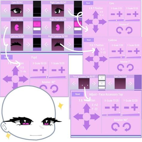 Gacha Club Lips Ideas, Gacha Nox Face Ideias, Gacha Nox Eyes Ideias, Gacha Club Face Tutorial, Gacha Oc Eyes Ideas, Gacha Life 2 Face Ideas, Gacha Club Adjustments Face, Gacha Club Ideas Face, Gacha Life 2 Hacks