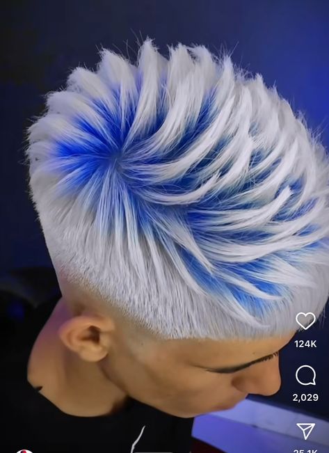 Man Hair Color Ideas Guys, Mens Colored Hair Ideas, Boys Hair Dye Ideas, Designs In Hair, Blue Hair Boy, Hair Color Ideas For Men, Boys Haircuts With Designs, Men's Cuts, Kid Hairstyles