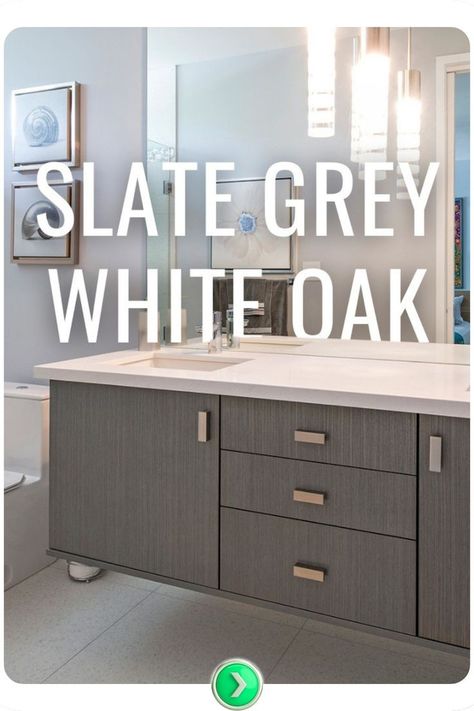 Slate gray and white oak cabinet combo creates a modern, spacious look. Ideal for a minimalist bathroom, it combines elegance and functionality, perfect for keeping things tidy. Bathroom Cabinet Color Ideas, White Oak Cabinet, Bathroom Cabinet Colors, Cabinet Color Ideas, Every Aesthetic, Oak Cabinet, Cabinet Color, Bathroom Top, Oak Cabinets