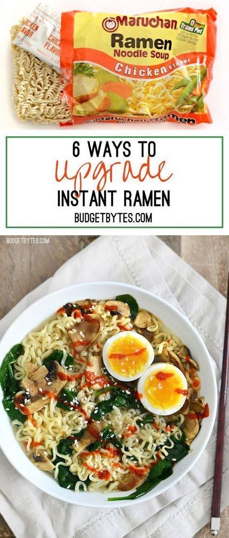 Upgrade Instant Ramen, Top Ramen Recipes, Ramen Recipes Easy, Easy Ramen, Top Ramen, Ramen Recipe, Noodle Recipes Easy, Ramen Noodle Soup, Budget Bytes