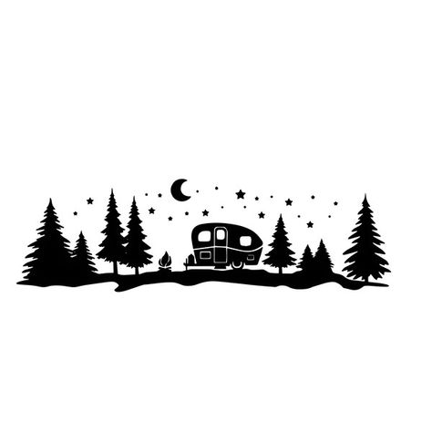 Camping Svg, Starry Forest Svg, Camper in Forest Svg, Camper - Inspire Uplift Camping Svg Files Free, Camping Stencils, Starry Forest, Cricut Camping, Campfire Svg, Sticker Board, Forest Svg, Camper Decals, Glamper Camper