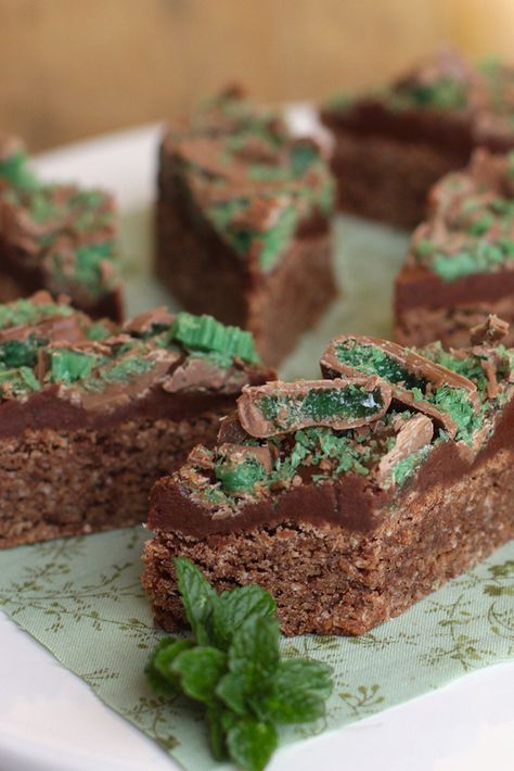 Our mouths are salivating over this decadent Choc Peppermint Crisp Slice. African Dinner, Sweet Slices, Peppermint Slice, Slice Recipes, Peppermint Crisp, Yummy Bites, Baking Treats, Slice Recipe, Sweet Bites