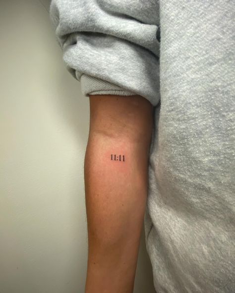 Fine line tattoo, tiny tattoo, small tattoo, number tattoo, 11:11 Fine Line Number Tattoo, 11 11 Tattoo Ideas Design, 11:11 Tattoo, 11:11 Tattoo Ideas, 11 11 Tattoo, 11 Tattoo, Tattoo Number, Tattoo Tiny, Roman Numeral Tattoos