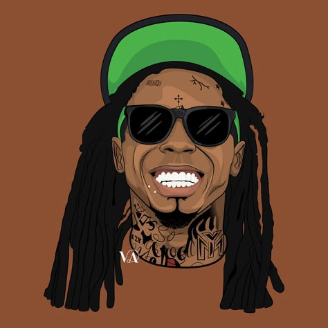 Lil Wayne Painting, Lil Wayne Cartoon, Lil Wayne Drawing, Cartoon Dreadlocks, Lil Wayne Art, Lil Wayne Aesthetic, Pump Aesthetic, Lil Wayne Albums, Tupac Art