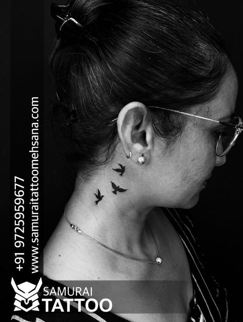 Birds Tattoo On Neck, Small Birds Tattoo, Dove Neck Tattoo, Birds Tattoo Ideas, Birds Tattoo Design, Mistletoe Tattoo, Tattoo Design Neck, Neck Tattoo Design, Bird Tattoo Neck