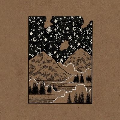 Learning Sketching, Kraft Paper Art, Mountain Drawing, Bullet Planner, Notebook Art, Toned Paper, Small Canvas Art, Brown Background, Paper Drawing