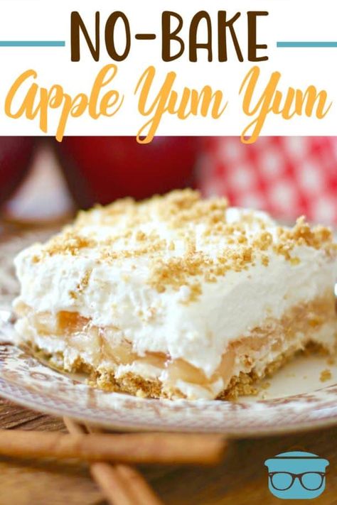 Four Layer Dessert, Layer Dessert, Brownie Ideas, Yum Yum Dessert, Baked Apple Dessert, Apple Recipes Healthy, Baked Apple Recipes, Biscuits Graham, Apple Pie Filling