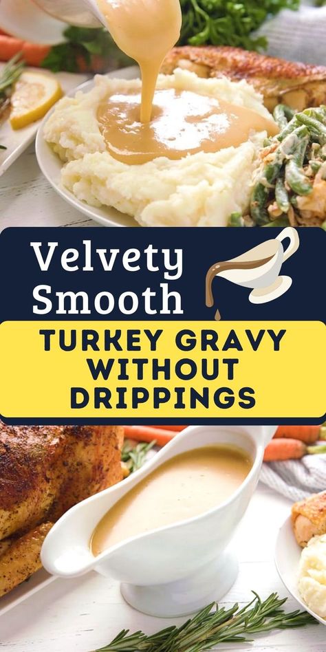 Homemade Turkey Gravy Without Drippings, Turkey Gravy Without Drippings, Easy Turkey Gravy, Gravy Without Drippings, Best Turkey Gravy, Turkey Gravy Easy, Au Jus Recipe, Homemade Turkey Gravy, Making Turkey Gravy