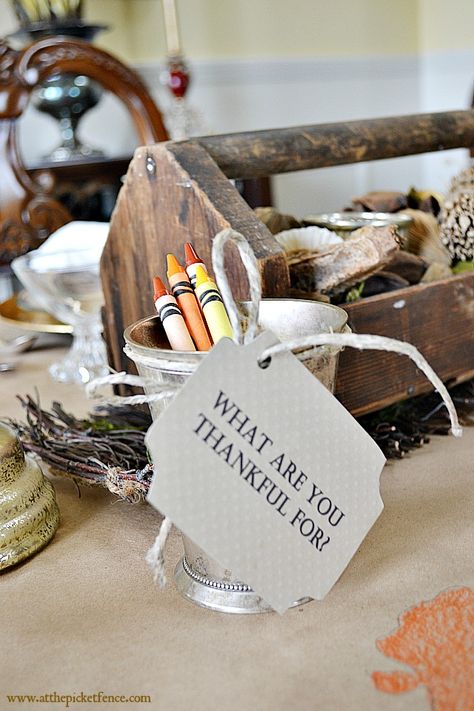 Thanksgiving Tablescape, Corn Husk Flowers and a Linky Party! - At The Picket Fence Cornucopia Centerpiece, Tool Caddy, Paper Table Runner, Paper Tablecloth, Thanksgiving Wishes, Thanksgiving Tablescape, Paper Table, Thanksgiving Traditions, Table Scape