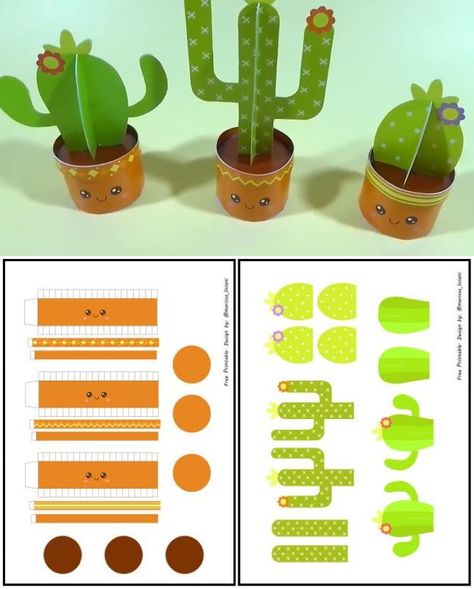 3d Paper Cactus Template Free Printable, Paper Cactus Craft, Cactus Paper Craft, Digital Paper Free Download, Diy Tiny Books, Cactus Centerpiece, Toys Template, Mini Books Diy, Tiny Books