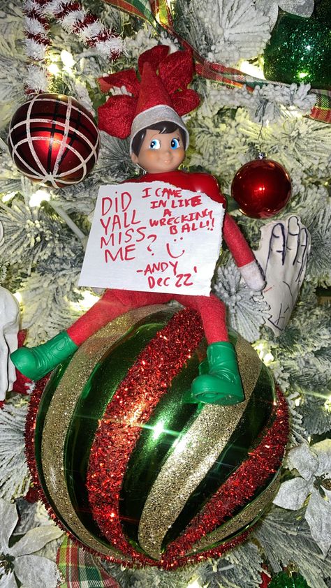 Elf on the shelf ideas Christmas activities Elf On The Shelf Wrecking Ball, Elf On Shelf Ideas, Wrecking Ball, Elf On Shelf, Elf Ideas, Elf On The Shelf Ideas, Holiday Diy, Shelf Ideas, On The Shelf