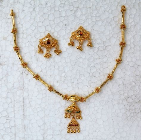 Necklace 12.000gm 42350/- Earring 2.400gm 8800/- 10 To 12 Grams Gold Necklace, 12 Grams Gold Necklace, Muslim Jewellery, Latest Gold Ring Designs, Simple Necklace Designs, Baby Jewellery, Clean Gold Jewelry, Churidar Designs, Diamond Pendants Designs