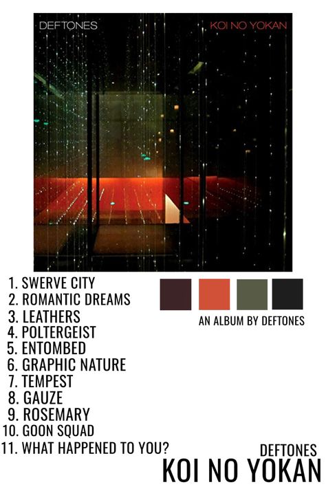 Deftones Koi No Yokan, Deftones Album, Deftones Poster, Romantic Dream, Music Poster Design, A4 Poster, What Happened To You, Music Poster