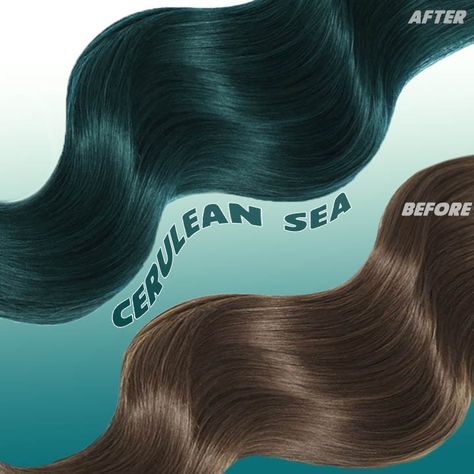 Cerulean Sea Hair Color, Lunar Tides Cerulean Sea, Cerulean Sea Hair, Smokey Teal Hair, Dark Turquoise Hair, Teal Hair Ideas, Lunar Tides Hair Dye, Rock Boho Style, Dark Teal Hair