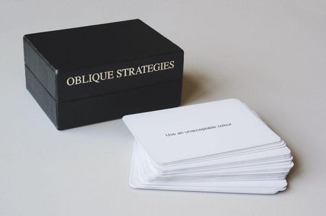 Oblique Strategies Oblique Strategies, Another Green World, In Praise Of Shadows, Motivational Notes, Brian Eno, Creative Block, Talking Heads, How To Make Comics, Pretty Box