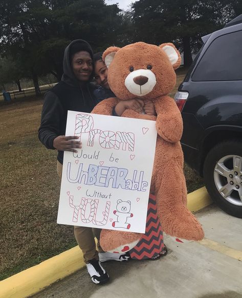 this is ME and my boo .  my insta : @laynicc Black Promposal Ideas, I Couldn’t Bear To Go To Hoco Without You, Bear Hoco Proposals, Snowball Proposal Ideas, Bear Prom Proposal, Teddy Bear Hoco Proposal, Bear Homecoming Proposal, Snowball Posters Proposal, Hoco Proposals Ideas Teddy Bear