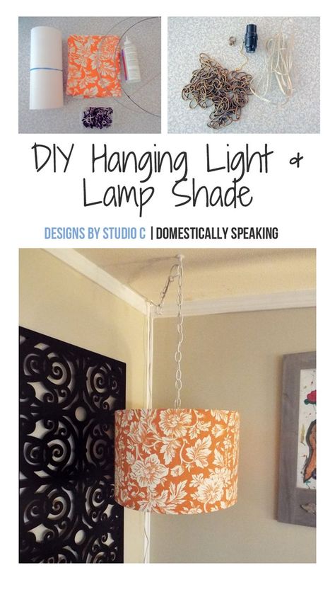 This would be perfect in the dark corner of my family room!!!  A DIY Hanging Light and Lamp Shade - looks like an easy DIY Project Swag Lamp Ideas, Diy Hanging Light, Swag Lamps, Diy Swag, Hanging Light Lamp, Diy Lamps, Hanging Lamp Shade, Swag Lamp, Lampshade Designs