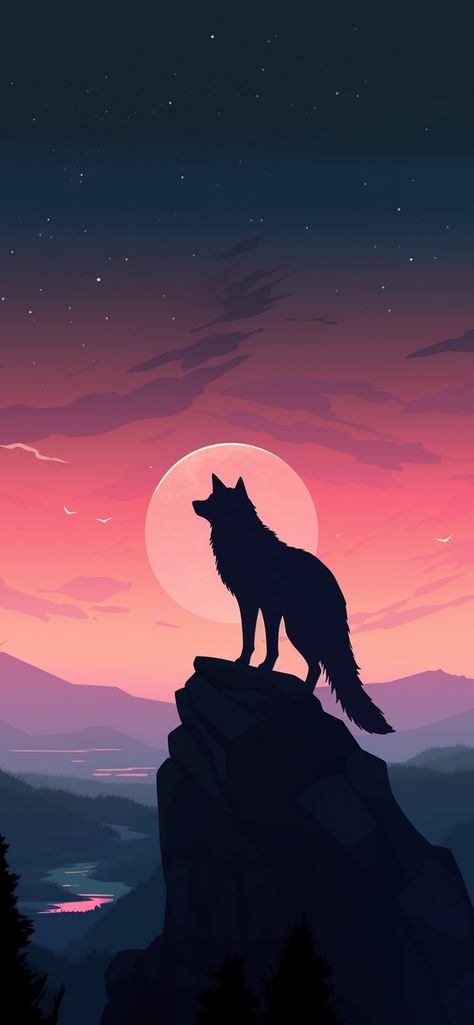 Wolf & Sunset Aesthetic Wallpapers - Wolf Wallpapers for iPhone Aesthetic Wolf Wallpaper, Wolf Wallpaper Aesthetic, Wolf Wallpapers For Phone, Wolf Screensaver Wallpapers, Wolf Phone Background, Deer Wallpaper, Japanese Pop Art, Cute Black Wallpaper, Wolf Artwork