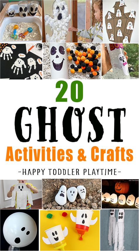 Ghost Theme Activities, Kindergarten Ghost Activities, Ghost Crafts For Preschoolers, Halloween Playgroup Ideas, Ghost Activities For Toddlers, Preschool Ghost Activities, Ghost Art For Kids, Ghost Activities For Preschool, Ghost Activities