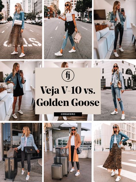 Best White Jeans, Golden Goose Outfit, Weekend Fashion, Veja V 10, Goose Sneakers, Veja Sneakers, Fashion Jackson, Skirt And Sneakers, Golden Goose Sneakers