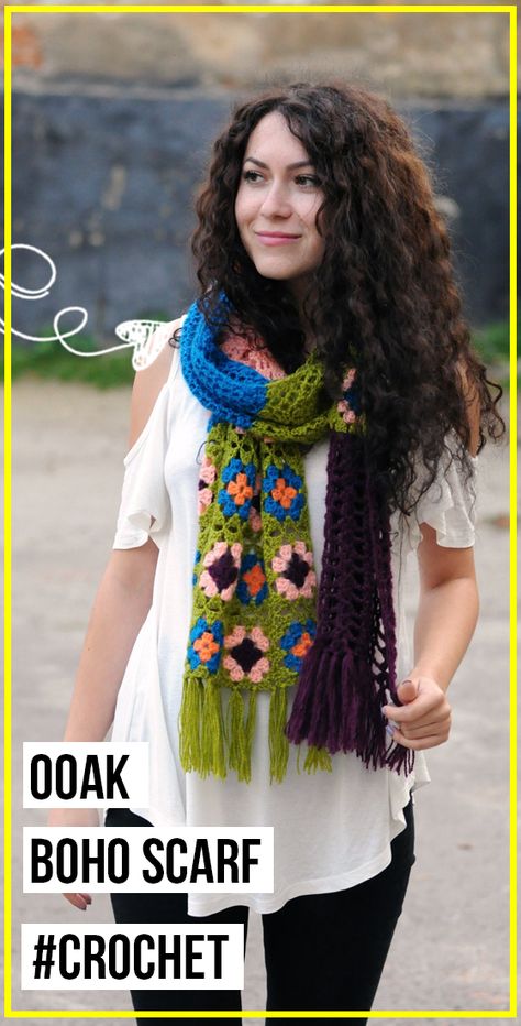 crochet OOAK Crochet Boho Scarf easy pattern - easy crochet scarf pattern for beginners Crochet Boho Scarf, Easy Crochet Scarf Pattern, Easy Crochet Scarf, Simple Scarf Crochet Pattern, Crochet Scarf Pattern, Boho Scarf, Crochet Boho, Pattern Scarf, Boho Scarfs