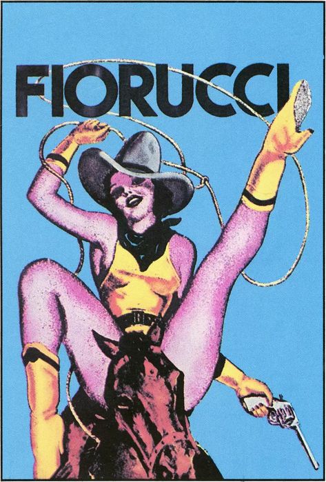 Iconic 70s and 80s Italian brand Fiorucci Vintage Italian Posters, Italian Posters, Italo Disco, Italian Fashion Brands, Artwork Images, Old Ads, Cat Walk, Pin Up Art, Vintage Artwork