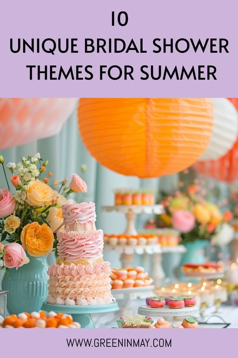 Planning a summer themed bridal shower for the bride? We have compiled a list of our favorite bridal shower themes for summer. Summer Bridal Shower Ideas, Summer Bridal Shower Themes, Unique Bridal Shower Themes, Picnic Themed Parties, Bridal Shower Themes, Travel Bridal Showers, Bridal Party Invitations, Wedding Shower Themes, Themes Ideas