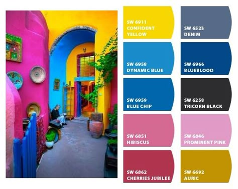 Mexican Wall Colors, Mexican Paint Colors Accent Walls, Color Palette Mexican Style, Mexican Colour Scheme, Mexican Colors Palette, Traditional Mexican Color Palette, Bright Mexican Color Palette, Latino Color Palette, Mexican Fiesta Color Palette