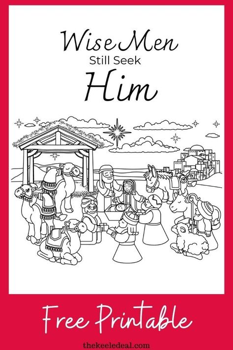 This free printable Wise Men Still Seek Him Christmas Coloring page is a great way to remember Christ this Christmas. Wise Men Still Seek Him Craft, Wise Men Still Seek Him, Lds Christmas, Rs Activities, Nativity Coloring Pages, Christmas Coloring Page, Jesus Crafts, Ward Christmas Party, Christmas Activities For Families