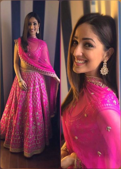 Yami Gautam, Saree Bollywood, Indian Outfits Lehenga, Lehnga Dress, Anita Dongre, Salwar Kamiz, Pink Lehenga, Indian Woman, Ghagra Choli