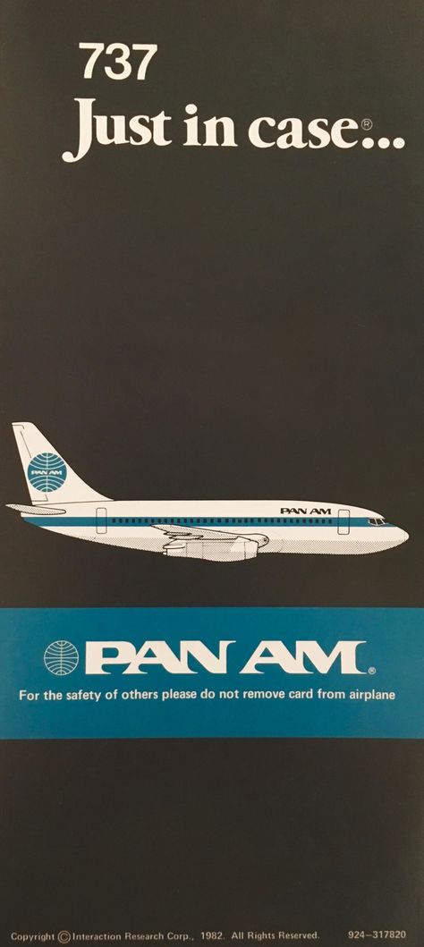 Pan Am 737 Safety Card Pan Am Poster, Retro Aviation, Pan American Airlines, Pan American Airways, Vintage Airline Posters, Vintage Airline, Aviation Posters, Transportation Poster, Tourism Poster