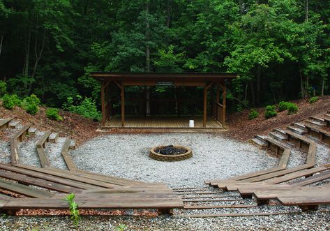 Campfire Architecture, Family Village Plans, Amphitheater Architecture, Outdoor Gathering Space, Fire Vector, Lecture Theatre, Outdoor Stage, Yoga Studio Design, Outdoor Theater