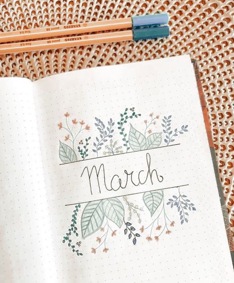 March Bullet Journal Cover, Bullet Journal Cover Page Ideas, Journal Cover Page Ideas, Bullet Journal Calendar, Cover Page Ideas, Journal Cover Page, Bullet Journal Headers, March Bullet Journal, Bullet Journal Month