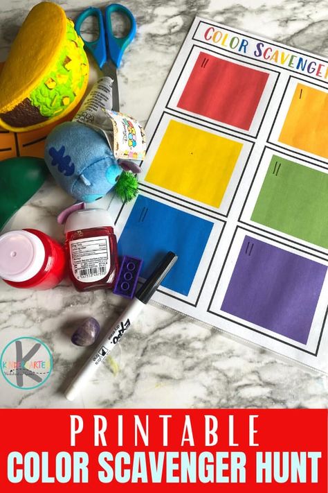 Colour Scavenger Hunt, Color Scavenger Hunt, Crayon Activities, Rainbow In A Jar, Fossils Activities, Classroom Scavenger Hunt, Preschool Color Activities, Free Worksheets For Kids, Kindergarten Colors