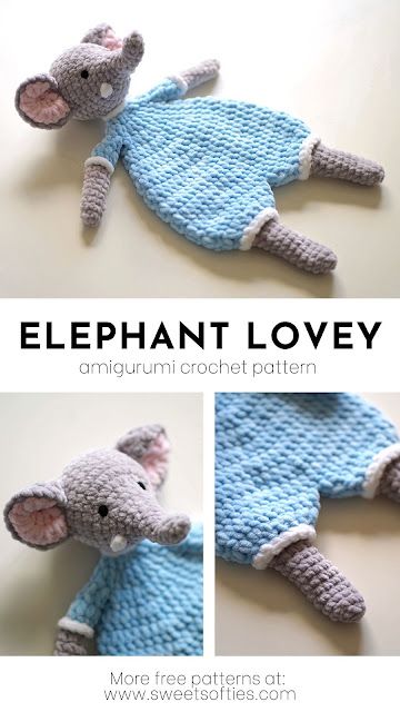 Crochet Elephant Lovey Free Pattern Easy, Crochet Ragdoll Lovey Free Pattern, Crochet Ragdoll Free Pattern, Elephant Lovey Crochet, Crochet Jungle Animals, Crochet Lovey Free Pattern, Lovey Crochet Pattern, Crochet Elephant Pattern, Lovey Crochet